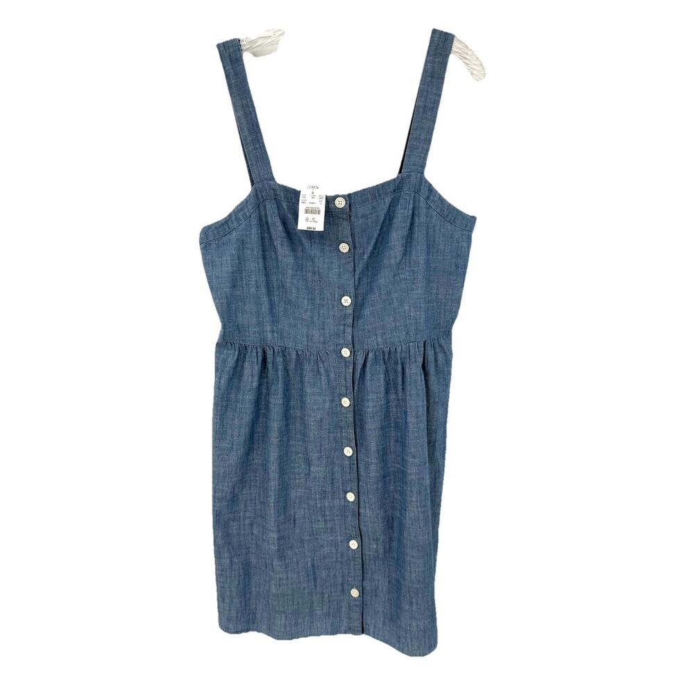 J Crew 100% Cotton Chambray Button Front Sun Dress Size 12 Basic Summer - Picture 2 of 7